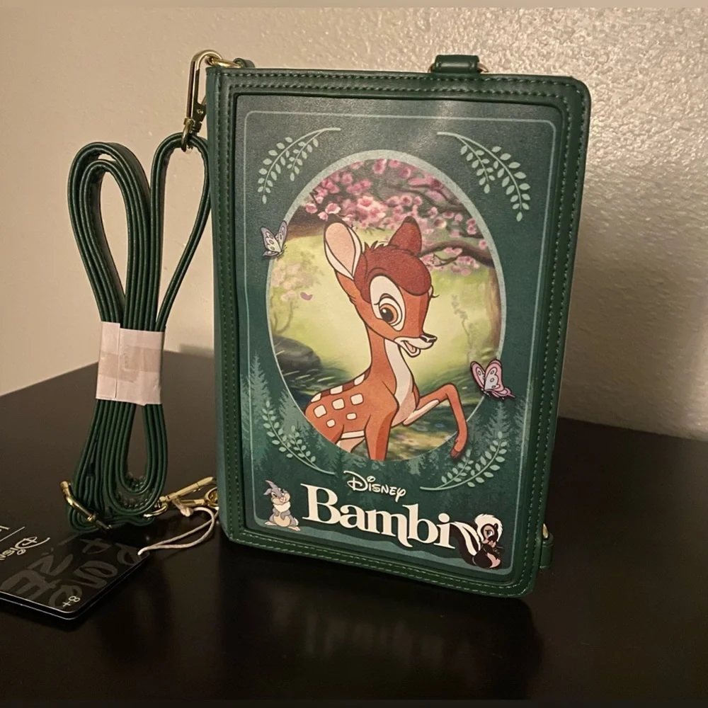 Disney Loungefly Bambi Storybook Crossbody Bag NWT Forest Green Purse